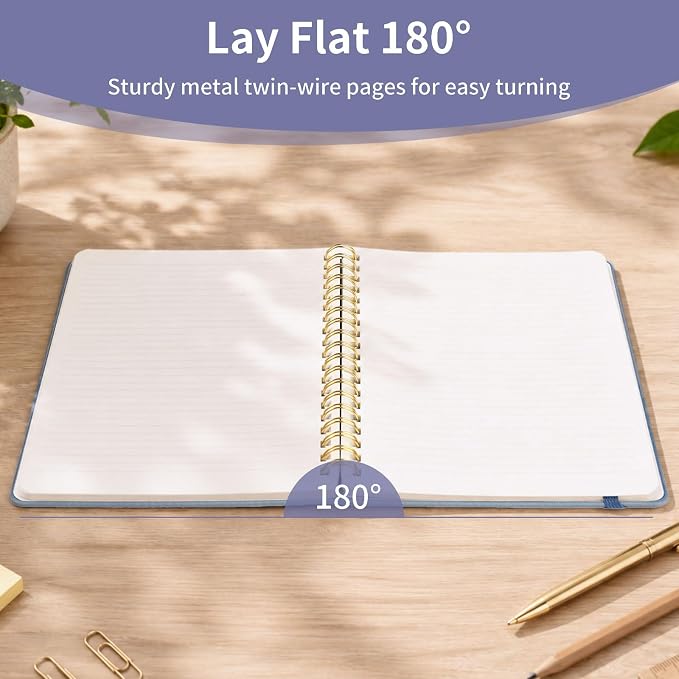 Spiral Notebook - 7.24" x 10" College Ruled Journal with Inner Pockets and 180 Pages, PU Leather Cover Business Journal, Twin-Wire Binding Notebook Perfect for Office & Home School Supplies Violet