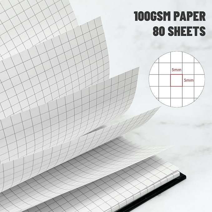 Graph Spiral Notebook-B5 Grid Journal 7.48" X 10.18",Mint Green Hardcover Graph Paper Notebooks 4 Pack 160 Pages 100GSM for Note Taking Engineering Graphing Work School Supplies