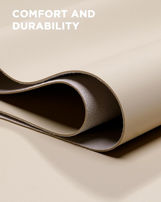 YSAGi 47.2" x 24" Large PU Leather Desk Mat for Keyboard and Mouse - Waterproof Non-Slip Desk Pad Protector for Office, Home, Writing Desk, Beige