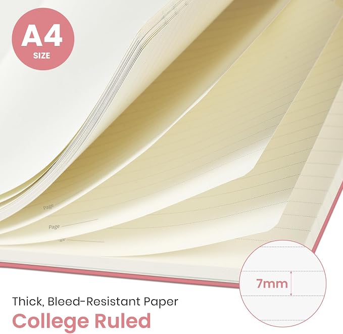 Taja Large Spiral Lined Journal for Women, 8.5" x 11" Notebooks for Work Collge Ruled, A4 Aesthetic Cute Journaling Notebooks for Writing, Plastic Cover, Pastel Garden