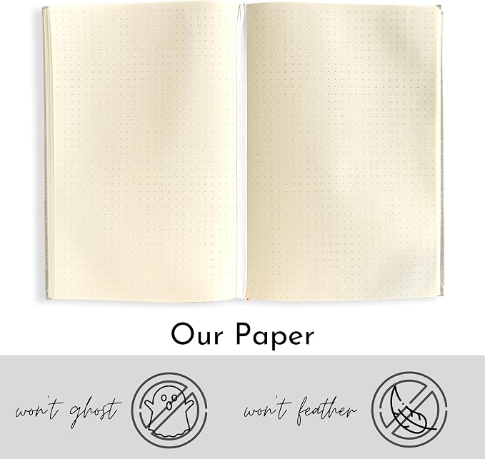 Portage Grid Dot Paper Hardcover Aesthetic Notebook Writing Journal – Bleed-Proof Paper Notepad for Journaling, High GSM, A5 Notebook, Cream Pages - Oatmeal, 6 x 8.5 Inches, 224 Pages