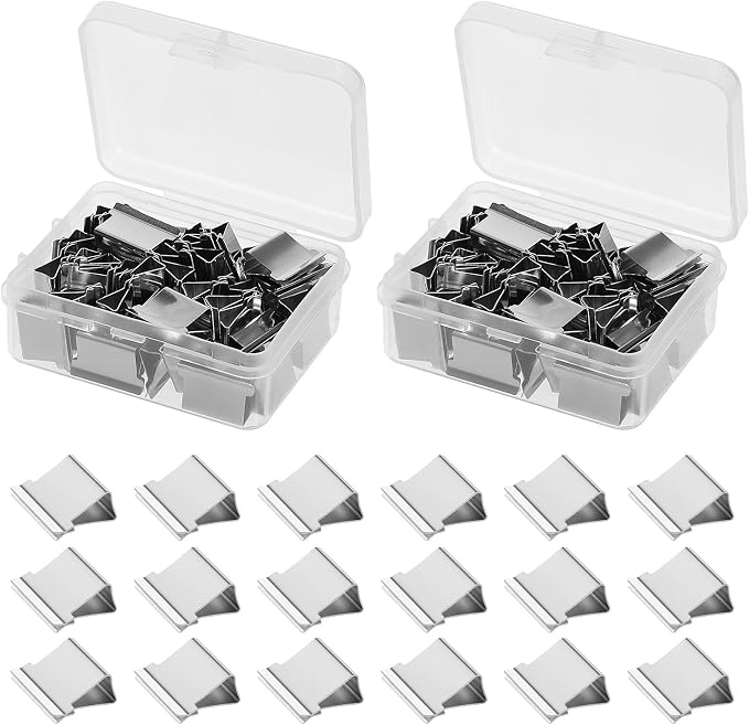 100Pcs Binder Clips Small, Paper Organizer Clips Office Supplies Stainless Reusable Steel Refill Clip Portable Clam Clip Work with Clam Dispensers for Fixing Loose Leaf(Silver)