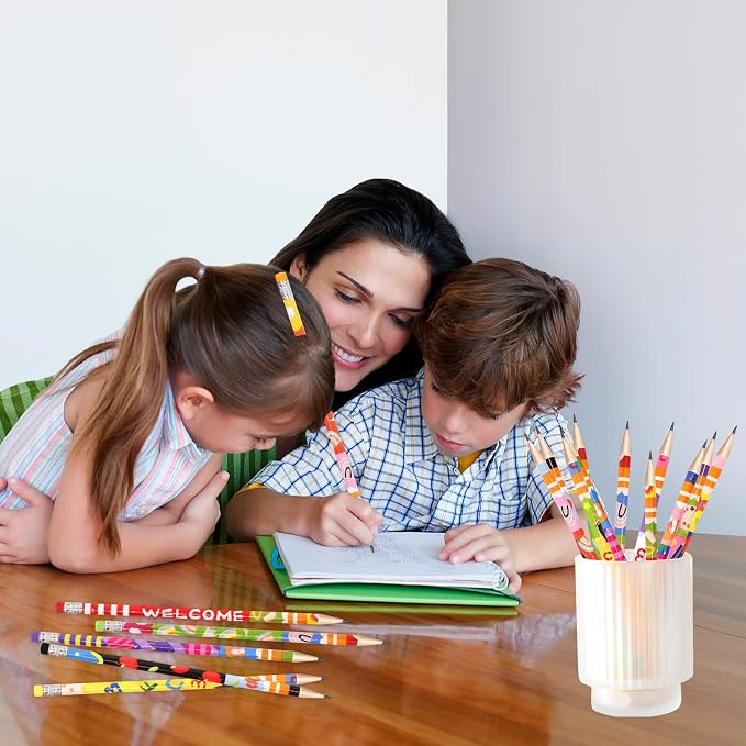 Fancy Land School Pencils 50 Pcs Welcome Back to School Wooden Pencil with Eraser First Day Classroom Teacher Award Kids Students Prize
