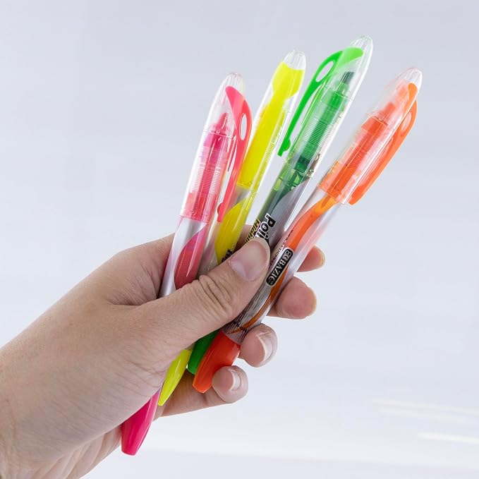 BAZIC PRODUCTS Liquid Ink Highlighters, Pen Style, See-Through, 24-Box | chisel tip, Assorted liquid-ink highlighters, see-through barrel shows ink level, Non-toxic, ASTM D-4236, odorless