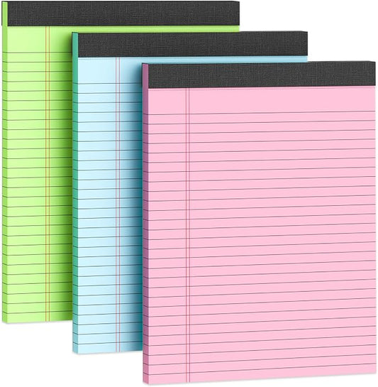 3 Pack Legal Pads 8.5 x 11 Colored Note Pad 8.5 x 11 Notepads Wide Ruled | Writing Pad 8.5 x 11 Pink Legal Pad Paper Tablets 8-1/2 x 11 Lined Paper 30 Sheets/Pad Notepad 8.5 x 11 with Sturdy Backboard