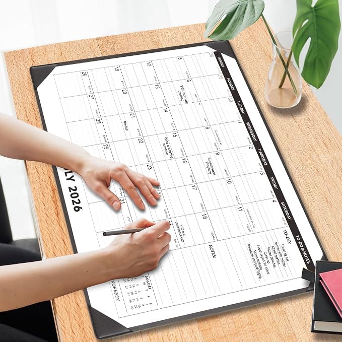 Large Desk Calendar 2026-2027 with Desktop Mat, KOPEESY 22" x 17" Desktop Calendar, 18 Mouths From March 2026 to August 2027, Office Supplies Desk Blotter Calendar for Home School and Office