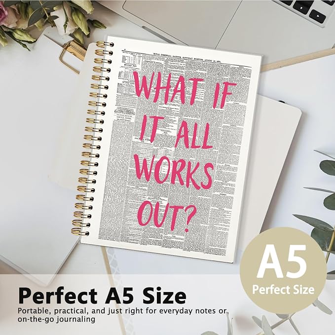Trendy Positive Affirming Notebook Journal, Cute Aesthetic Notebook for Teen Girls Women, Cute School Supplies-Preppy Stuff, Coquette Stuff Trendy Hardcover Spiral Notebook 5.5x8.3