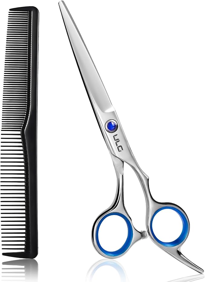 Hair Cutting Scissors, ULG Professional Hair Scissors 6.5” Right-Hand Razor Edge Barber Shears with Comb Salon Hair Cutting Shears Made of Japanese Stainless Steel, Hand Sharpened Blue