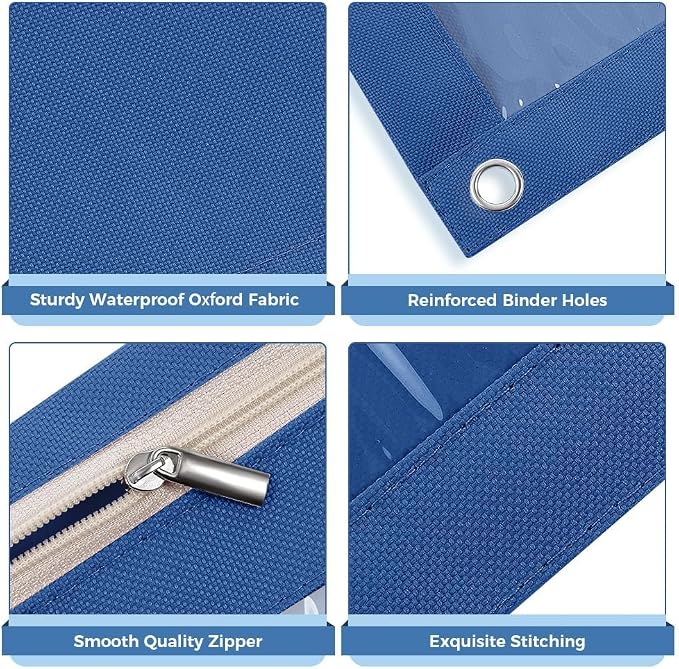 SKYDUE Pencil Pouch for 3 Ring Binder, Zipper Pencil Pouches for Girls Boys, Clear Window Pencil Bag, 3 Ring Pencil Pouch Case for Binder, Durable Organizer for School Supplies