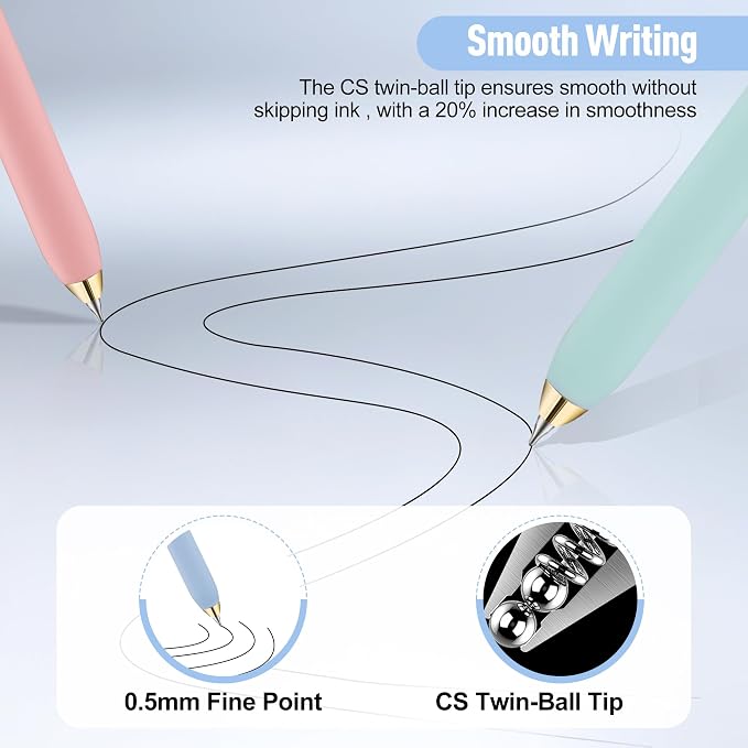 Gel Pens 6-Pack with Extra 3 Refills, 0.5mm Black Ink Fine Point Smooth Writing Pens, Quick Dry Ink No Smudge, Retractable Pens for Journaling Note Taking,Gift for Nurses,Teachers (Morandi- 6 Pcs)
