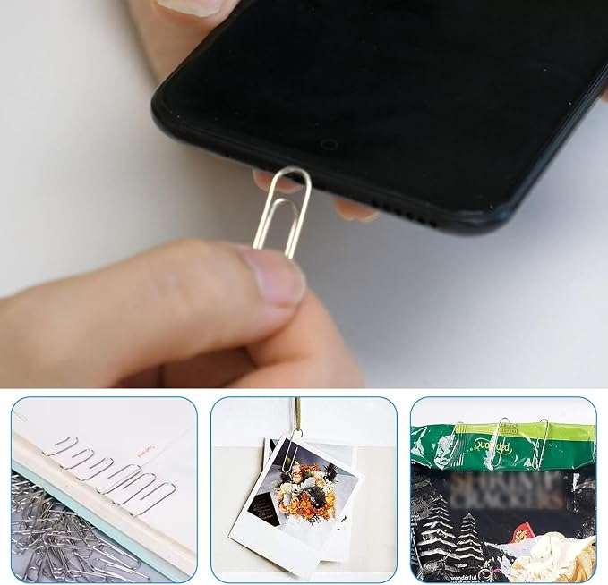 Binder and Paper Clips Set, 340 pcs Assorted Sizes in Container With Compartments - Silver Paper and Black Binder Clips for Home, School, Office Supplies