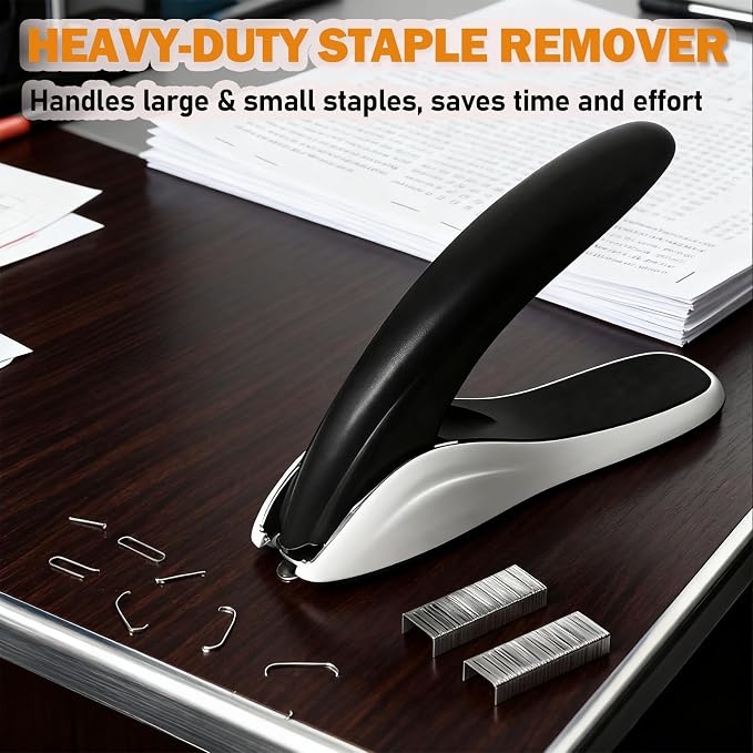 Aterflym Professional Staple Remover & Puller – Staple Remover Without Tearing, Heavy Duty Stapler Remover Tool, White & Black, 2 Pack for Office/Desk/Classroom