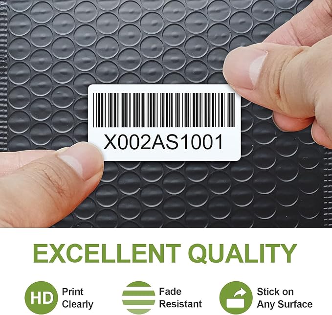 2.25" x 1.25" Direct Thermal Labels - White for Barcode Printing, Compatible With Zebra, Rollo, Munbyn Printers (12 Rolls, 1000 Labels/Roll)