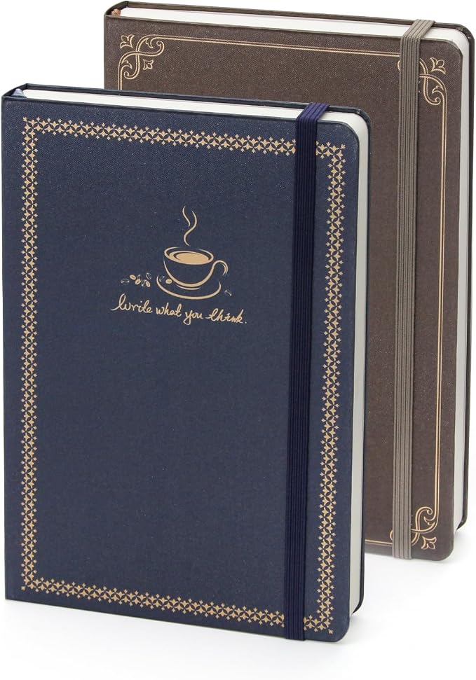 WETLOTE European Vintage Pattern Notebook - Made of sustainable and excellent quality paper,gold fabric and simple patterns, suitable for office, school and many other occasions(Brown+Blue/B6)