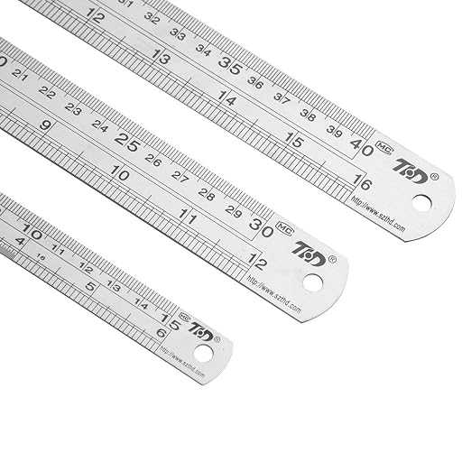 ZZTX Metal Ruler 6 Inch 12 Inch 16 Inch Stainless Steel 6 Pack | Rust-proof, Straight edge, Precise markings, Clear read