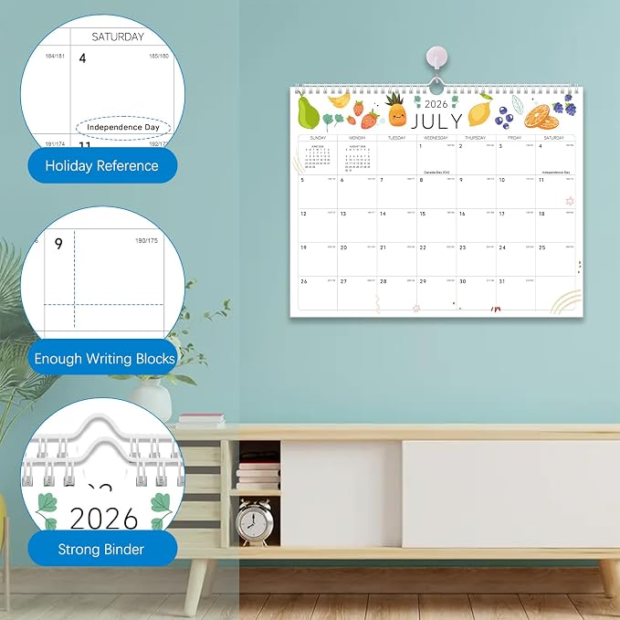 2026-2027 Wall Calendar - 18 Months Wall Calendar 2026-2027 with Thick Paper, Jul 2026 - Dec 2027, 14" x 11", Twin-Wire Binding, Home or Office Calendar for Easy Organizing