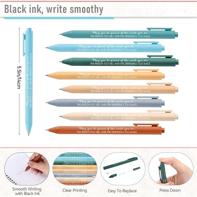 Resurhang 48 Pcs/24 Set Back to School Gifts for Students Teacher, Inspirational A6 Spiral Journal Notebook with Pen for Employee Team Teachers Students Classroom Rewards(Light Color,May You)