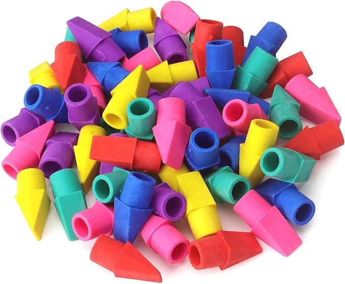 Tamaki 60 Pack Erasers for Pencils, Pencil Top Erasers Cap, 6 Colors | Toppers Eraser for kids
