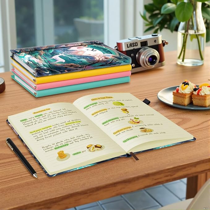 Hardcover Executive Notebooks, A5 PU Leather Lined Journal Notebook, 200 Pages Thick Paper Subject Notebooks for School,Work,Home Writing Business Notebook, Diary Book ，White Deer