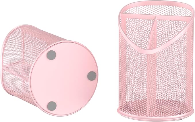 Delifox 2 Pack Pen Holder Mesh Round Pencil (Pink)
