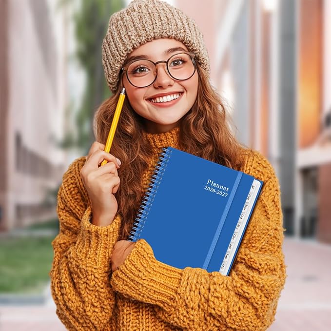 2026-2027 Planner - Planner 2026-2027 from July 2026 to June 2027 with 12 Monthly Tabs, Flexible Cover, Inner Pocket, 8.5" x 11", Blue