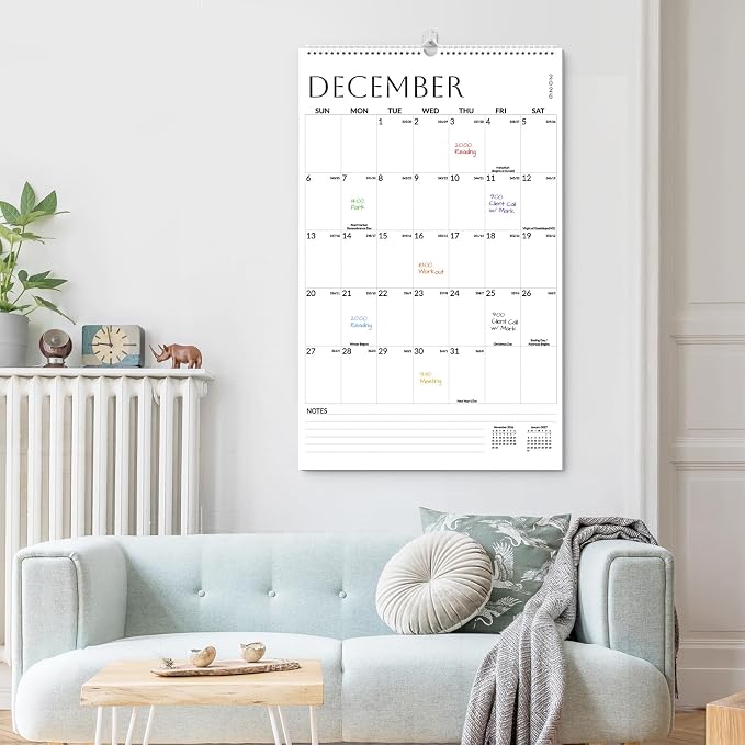 SUNEE 2026-2027 Wall Calendar Extra Large 17"x27", 21 Month July Calendar (Ends March 2028),Vertical Monthly for Wall, White Minimalism