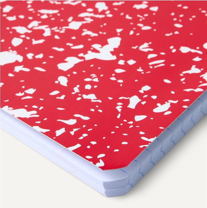 Amazon Basics Composition Notebook, College Ruled, 100 Sheets, 9.75" x 7.5", Assorted Marble Colors, 12-Pack