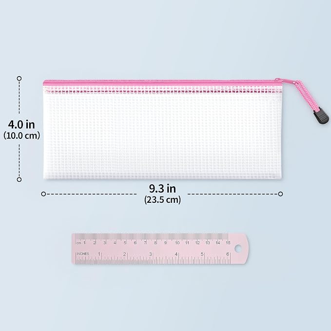 JARLINK A6 Size Mesh Zipper Pouch Bags, Waterproof Pencil Pouches, 48 Pack | Waterproof Pencil Pouch for School Supplies Storage, Small Zipper Pouches (9.3× 4 in) for Cash, Cosmetics, Travel, 10 Colors