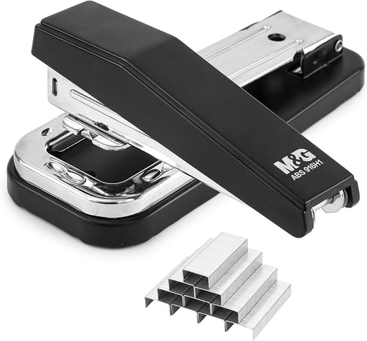 M&G Desktop Stapler Swing-Arm Stapler with 50 Sheet Capacity, 180 Rotation Design, Swivel Stapler with 1000 Staples for Booklet Binding, Durable Staplers for Office School Home (Black)