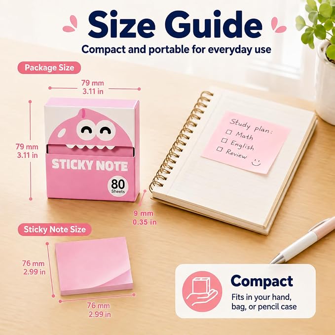 12 Boxes of Transparent Pull Out Sticky Notes (960 Sheets Total), Cute Fruit Monster Pop Up Sticky Notes, Office Stationery Work Accessories with Strong Adhesion Suitable for Office Work