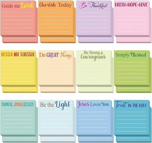 Yinder 24 Pcs Sticky Notes Gifts Bulk,Bible,Light Color