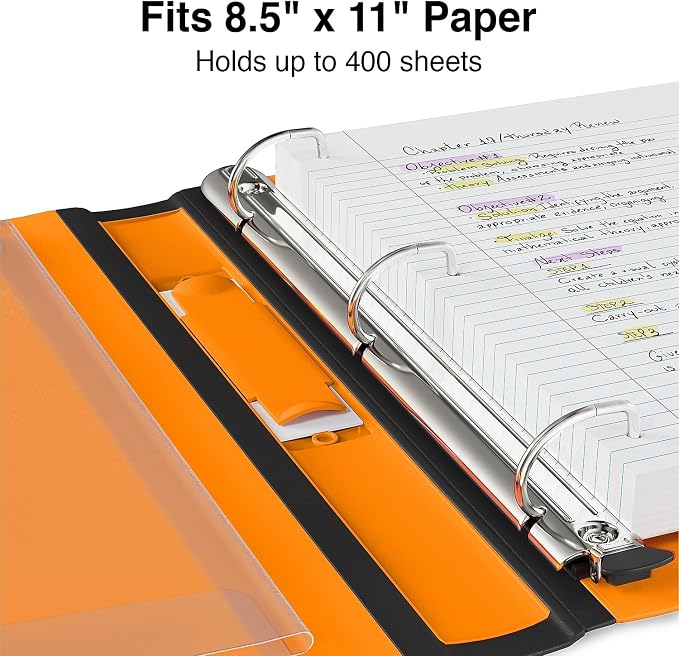 Staples Better Binder 1.5-Inch D-Ring View Binder, Reinforced Spine, Holds Up to 350 Sheets, Orange, for Office & School