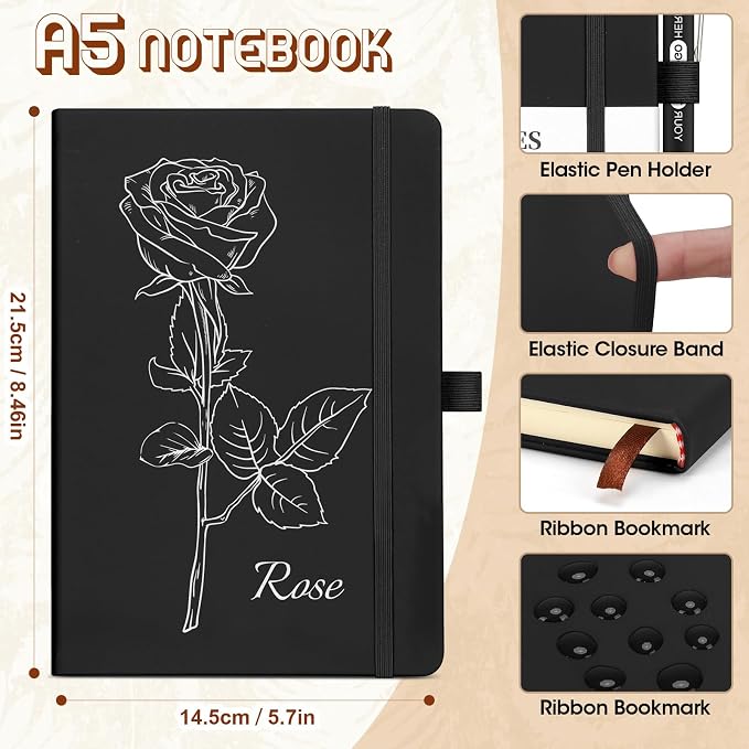 ENOMY Custom A5 Notebook Set with 10 Personalized Pens PU Leather Journal Gift, SkyBlue