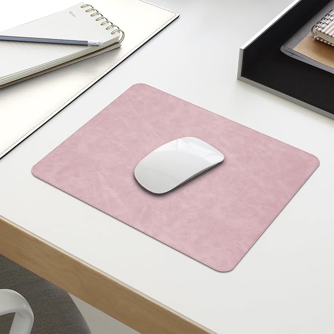 Mouse pad, Non-Slip Washable Waterproof Computer Mouse mat Thick for Laptop Wireless Mouse Home Office Travel, Portable 9.8"x 8.3" S Pink