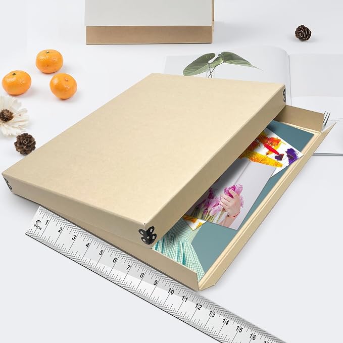 Lineco Museum Archival Storage Box, Drop Front, 11.75x15.25x1.5 in, Tan | Acid-Free with Metal Edge, Preserves Picture Longevity, Organize Photos, Newspapers, Prints, Documents, Crafts, DIY