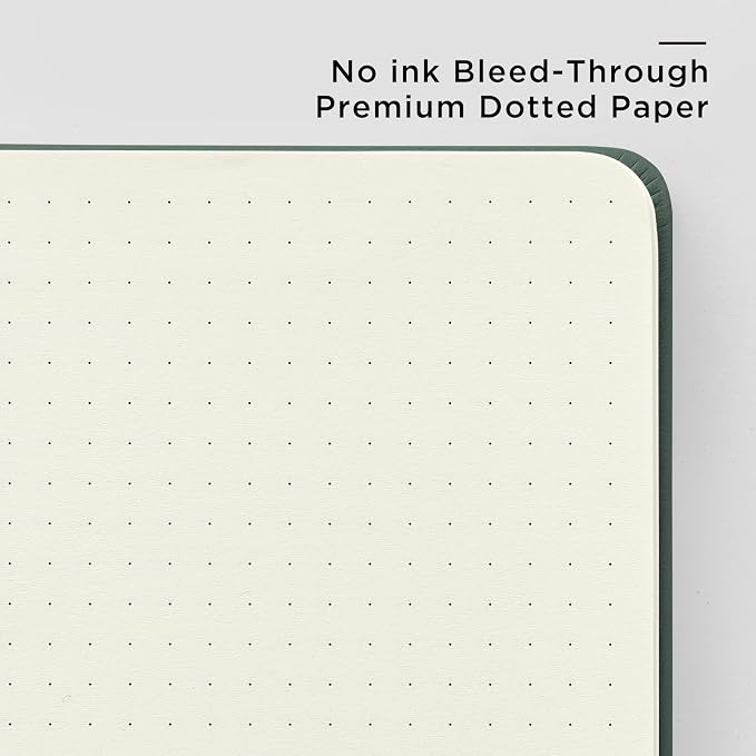 &And Per Se 10-Pack Dotted Notebooks, A5 Hardcover Dotted Journal Set, 160 Pages, 100gsm Paper, Office Supply Bulk Order, Corporate Workshop Materials – 3 Sticker Sheets Each (Green)