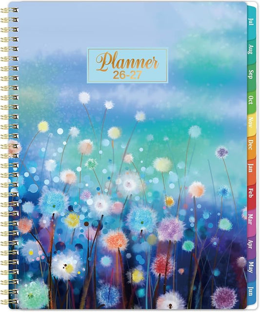 Planner 2026-2027,Weekly and Monthly Planner 26-27,11” x 8.5” | Jul. 2026 - Jun. 2027,Weekly and Monthly, Colorful Tabs, Back Pocket, Holidays, Twin-Wire Binding