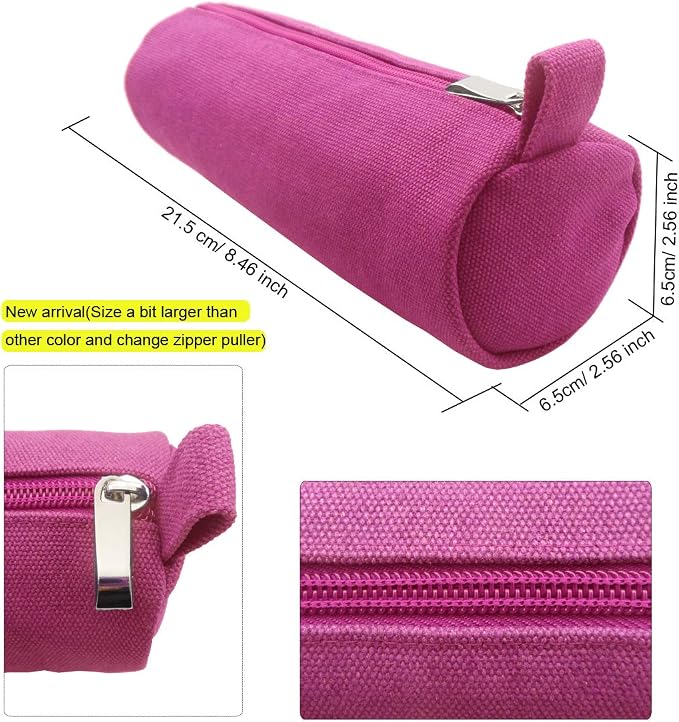 Enyuwlcm Heavy Canvas Stationery Stylish Simple Pencil Bag and Durable Compact Zipper Pencil Case Pouch 1 Pack Pink