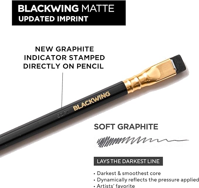 Blackwing Matte Pencils, Soft Graphite for Writing & Drawing, 12 Count