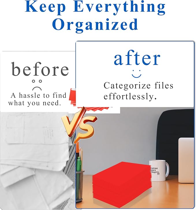 Zzrywuty File folders with Pockets,Red Two folders for documents,25 Pack Paper Folders with Card Slot,Letter Size,School Students,Business,Home and Office Workers