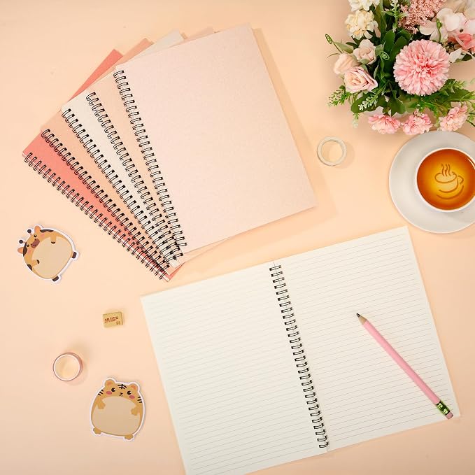 Fuutreo 6 Pack Spiral Notebook 10.5x7.45 Notebook,Orange Series,Light