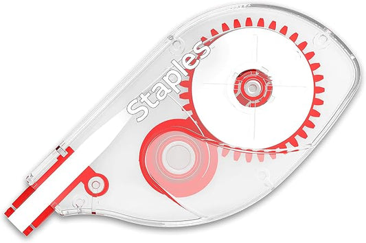 STAPLES Correction Tape, Easy Sidewinder Applicator for Instant Corrections, 10-Pack, White