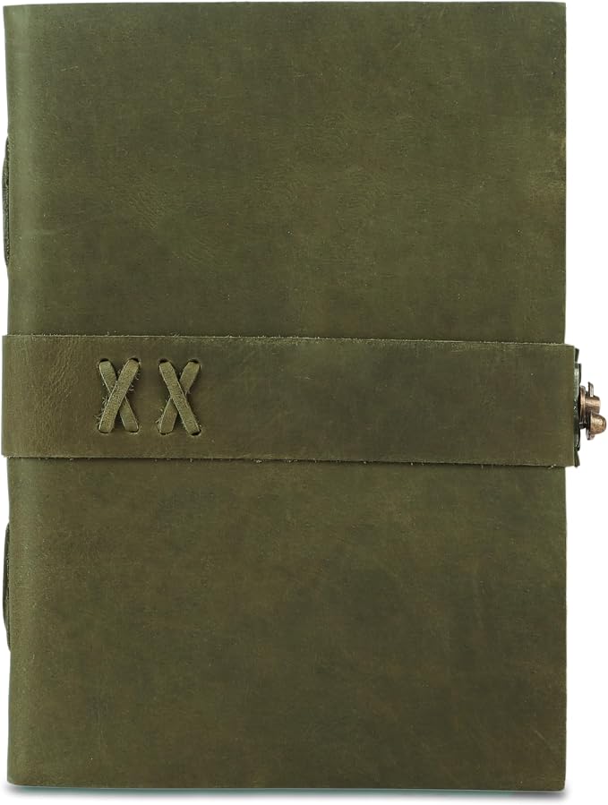 Vintage Leather Journal Handmade Buffalo Deckle Edge Paper – Leather Bound Journal for Women Men Vintage C-Lock Closure Ideal for Writing & Travel for Artists