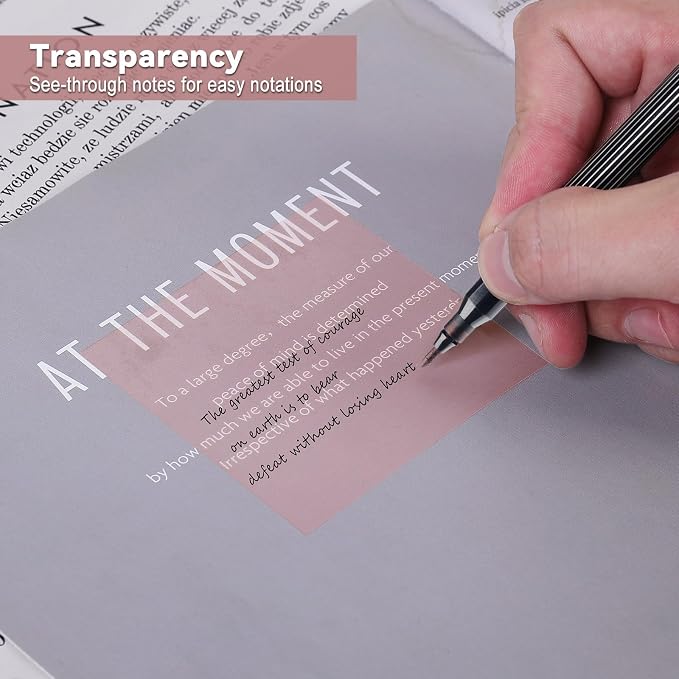 400 Sheets Transparent Sticky Notes 3x3 in, 8 Pastel Clear Sticky Note | Translucent See Through Self-Stick Note for Annotation Book College School and Office Supplies