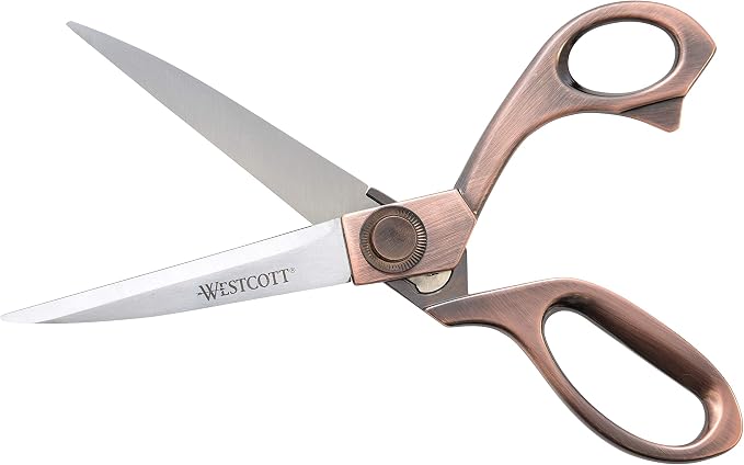Westcott 8" Bent Stainless Steel Copper-Finish Scissors For Office & Home, 2 Pack (17600)