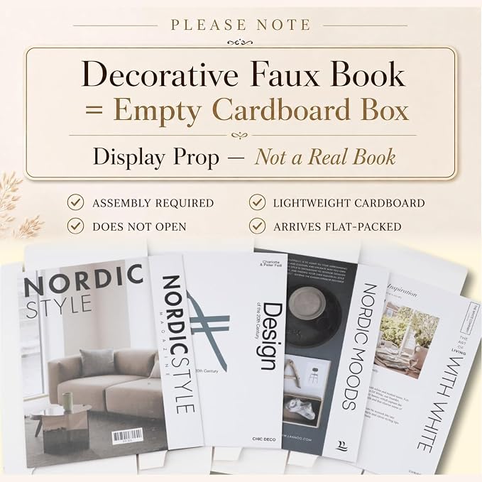 PROBENEX 4 Pcs Decorative Books | Faux Black Coffee Table & Shelf Decor | Bold Modern Look for Living Room, Office and Entryway - Not Real, Tool-Free 2-Min Setup