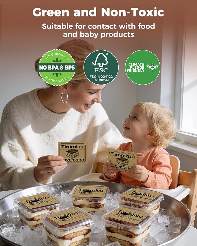 MUNBYN 4x3 Thermal Labels, 500 Sheets/1 Roll, Brown | Strong Adhesive & Perforated, Non BPA&BPS for Small Business, Shipping, Bakery, Clothing