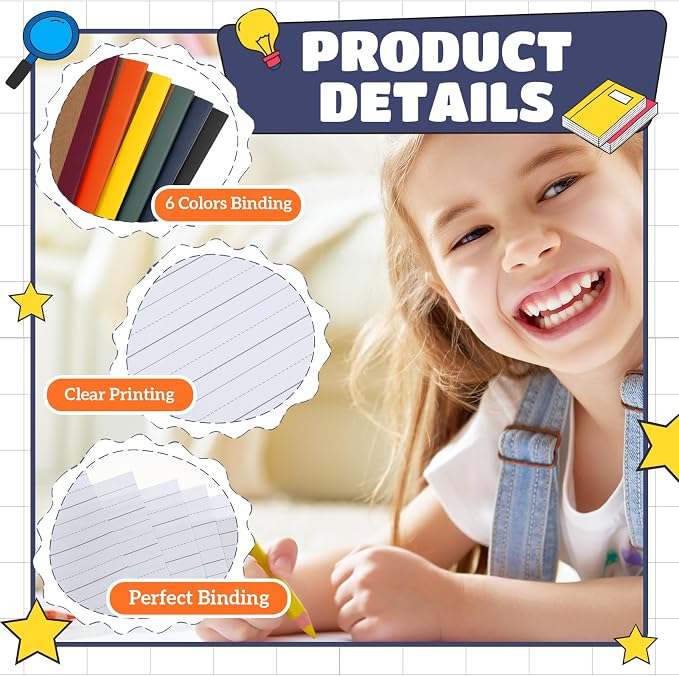 Henoyso 20 Pack Primary Composition Notebook, 9-3/4" x 7-1/2", Kids Primary Journal, K-2 Writing Notebook for Kids Student Draw Write Story Journal Half Blank Books(Jewel Tone Color)