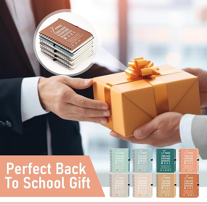 Resurhang 48 Pcs/24 Set Back to School Gifts for Students Teacher, Inspirational A6 Spiral Journal Notebook with Pen for Employee Team Teachers Students Classroom Rewards(Heal Color,Team Together)