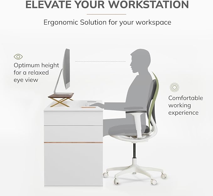 Anji Mountain Monitor Stand - Desktop Organizer & Laptop Riser, Ergonomic Monitor Riser, Space-Saving Monitor Stand for Desk, Durable Construction, Easy Assembly, Ideal for Home & Office,Walnut
